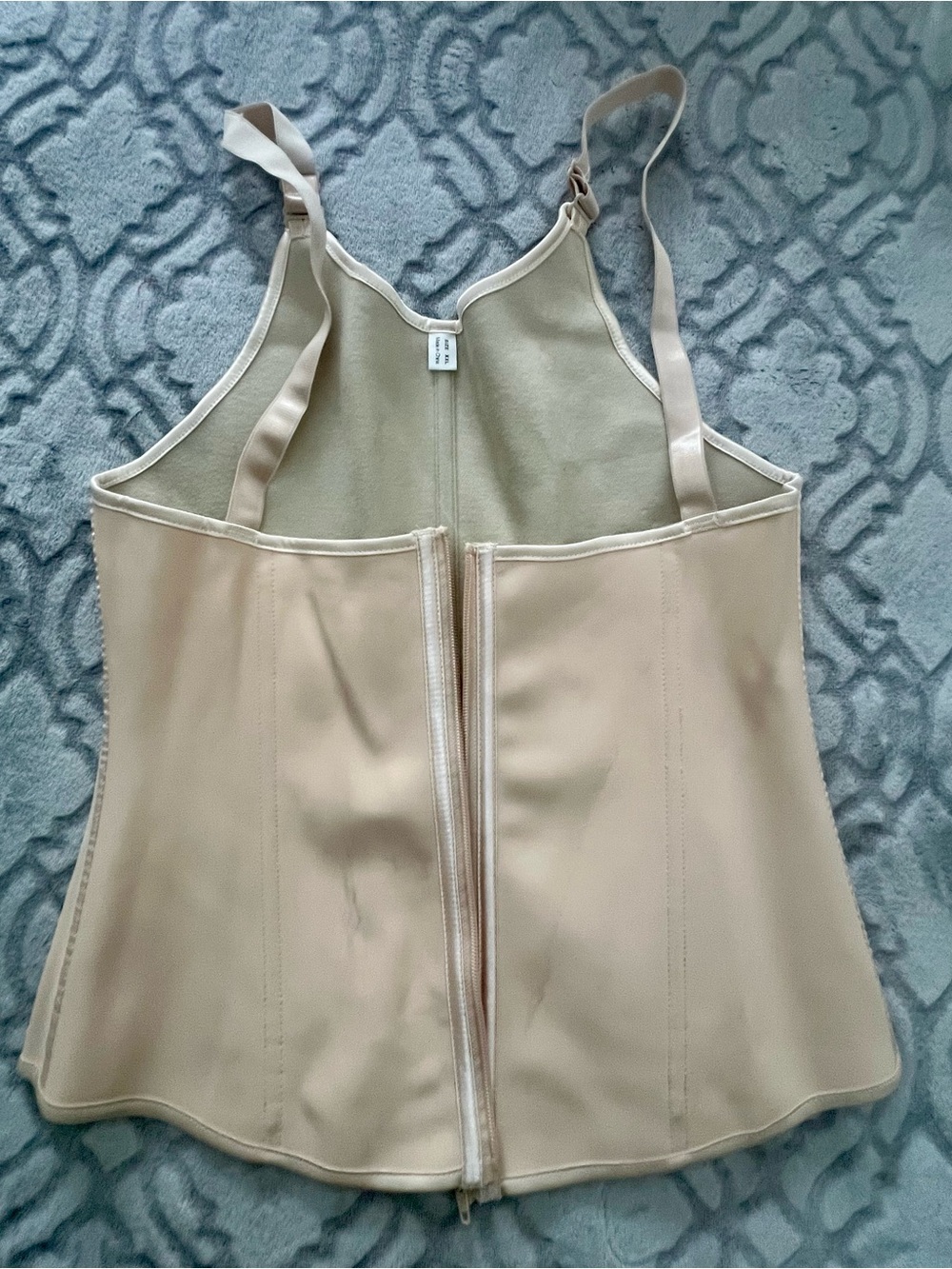 Nude Beige Waist Trainer Corset Shapewear Vest Size XXL Zip Front
